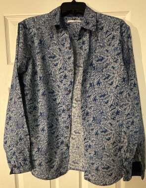 Moda Campia Moda Blue Paisley Long Sleeve Button-Up Shirt Medium